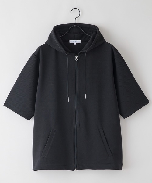 LB/S (エルビーエス)の「【KAITEKI+/カイテキ】快適 吸水速乾 ドライタッチ イージーケア ストレッチ ドライリップル 5分袖 フルジップパーカー(パーカー・メンズ・ライトグレー/ブラック/ネイビー・LARGE/X-LARGE/MEDIUM)」の15枚目の写真