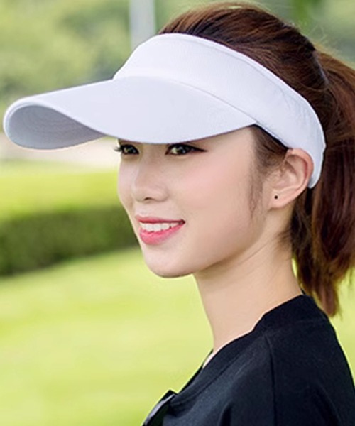 DAY CLOSET(デイ クローゼット)の「レディース UVカットツバ長サンバイザー(サンバイザー・レディース・ブルー/ホワイト/ピンク/ブラック/オレンジ/ベージュ・ONE SIZE)」の2枚目の写真