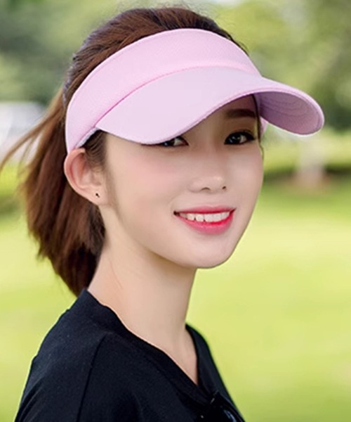 DAY CLOSET(デイ クローゼット)の「レディース UVカットツバ長サンバイザー(サンバイザー・レディース・ブルー/ホワイト/ピンク/ブラック/オレンジ/ベージュ・ONE SIZE)」の5枚目の写真