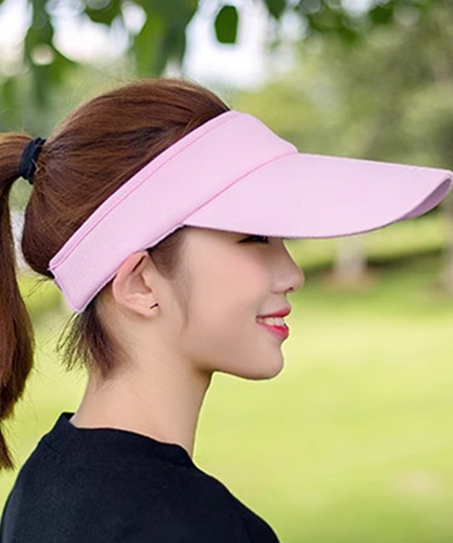 DAY CLOSET(デイ クローゼット)の「レディース UVカットツバ長サンバイザー(サンバイザー・レディース・ブルー/ホワイト/ピンク/ブラック/オレンジ/ベージュ・ONE SIZE)」の16枚目の写真