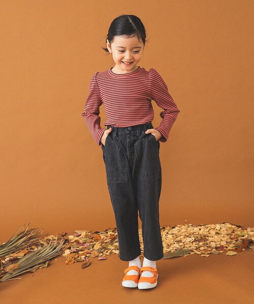 B:MING by BEAMS（ビーミングバイビームス）の「テレコ ボーダー パフスリーブ プルオーバー（100～140cm）（Tシャツ/カットソー・キッズ・グリーン/レッド系その他2・100/110/120/130/140）」の6枚目の写真