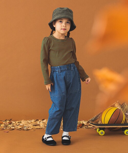 B:MING by BEAMS（ビーミングバイビームス）の「テレコ ボーダー パフスリーブ プルオーバー（100～140cm）（Tシャツ/カットソー・キッズ・グリーン/レッド系その他2・100/110/120/130/140）」の7枚目の写真