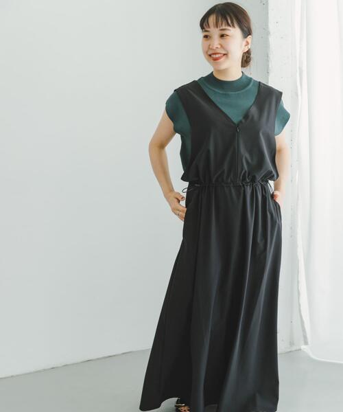 ITEMS URBANRESEARCH（アイテムズ アーバンリサーチ）の「ストレッチジャンパースカート（ワンピース・レディース・ブラック/カーキ・FREE）」の18枚目の写真