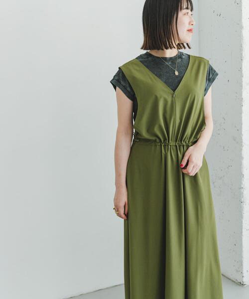 ITEMS URBANRESEARCH(アイテムズ アーバンリサーチ)の「ストレッチジャンパースカート(ワンピース・レディース・ブラック/カーキ・FREE)」の10枚目の写真