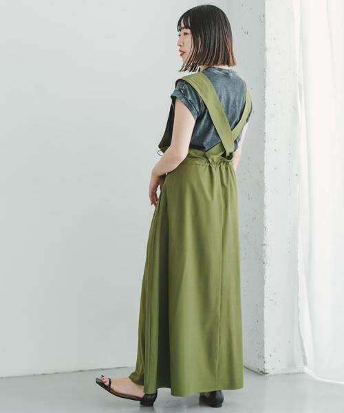 ITEMS URBANRESEARCH（アイテムズ アーバンリサーチ）の「ストレッチジャンパースカート（ワンピース・レディース・ブラック/カーキ・FREE）」の5枚目の写真