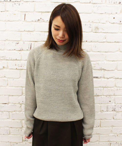 CIAOPANIC（チャオパニック）の「【Ciaopanic】　AC/W畦編みハイネック（ニット/セーター・レディース・アイボリー/グレー/モスグリーン/ネイビー・FREE）」の3枚目の写真