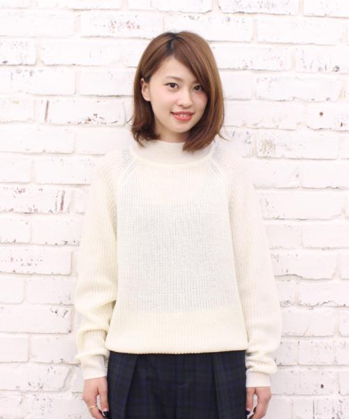 CIAOPANIC（チャオパニック）の「【Ciaopanic】　AC/W畦編みハイネック（ニット/セーター・レディース・アイボリー/グレー/モスグリーン/ネイビー・FREE）」の2枚目の写真