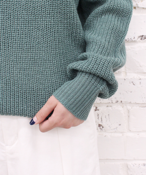 CIAOPANIC（チャオパニック）の「【Ciaopanic】　AC/W畦編みハイネック（ニット/セーター・レディース・アイボリー/グレー/モスグリーン/ネイビー・FREE）」の10枚目の写真