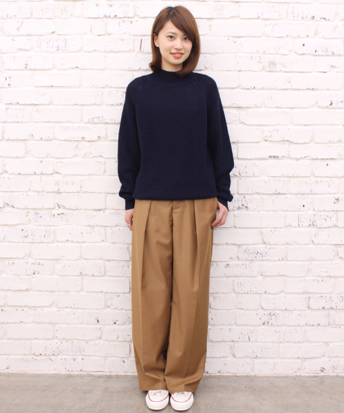 CIAOPANIC（チャオパニック）の「【Ciaopanic】　AC/W畦編みハイネック（ニット/セーター・レディース・アイボリー/グレー/モスグリーン/ネイビー・FREE）」の8枚目の写真