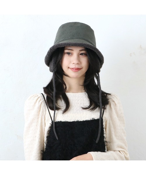 salle de bal（サルデバル）の「polka polka / ポルカポルカ リバーシブルフライトボアハット SDI（ハット・レディース・ベージュ/ダークグレー/ホワイト・FREE）」の8枚目の写真