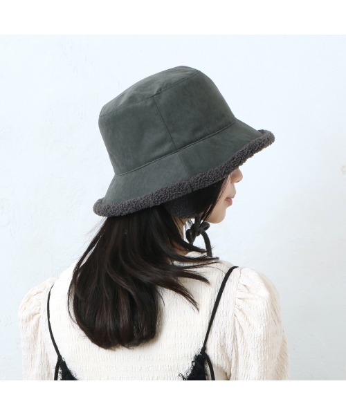 salle de bal（サルデバル）の「polka polka / ポルカポルカ リバーシブルフライトボアハット SDI（ハット・レディース・ベージュ/ダークグレー/ホワイト・FREE）」の9枚目の写真