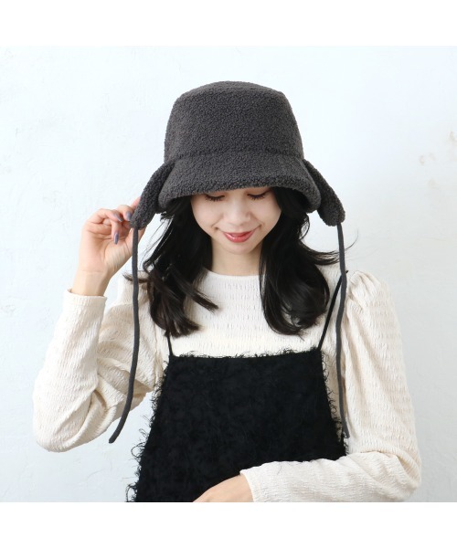 salle de bal（サルデバル）の「polka polka / ポルカポルカ リバーシブルフライトボアハット SDI（ハット・レディース・ベージュ/ダークグレー/ホワイト・FREE）」の11枚目の写真