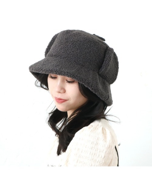 salle de bal（サルデバル）の「polka polka / ポルカポルカ リバーシブルフライトボアハット SDI（ハット・レディース・ベージュ/ダークグレー/ホワイト・FREE）」の10枚目の写真