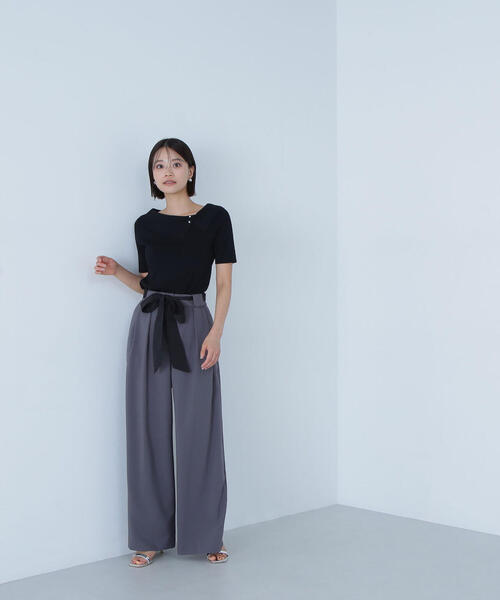 NATURAL BEAUTY BASIC（ナチュラルビューティーベーシック）の「◇アシメカラーパールニット（ニット/セーター・レディース・ブラック/ベージュ/ピンク・FREE）」の13枚目の写真