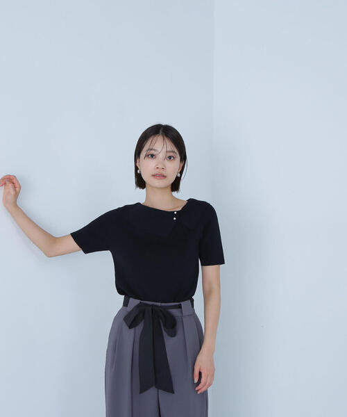 NATURAL BEAUTY BASIC（ナチュラルビューティーベーシック）の「◇アシメカラーパールニット（ニット/セーター・レディース・ブラック/ベージュ/ピンク・FREE）」の16枚目の写真
