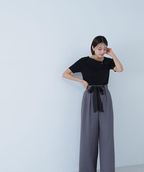 NATURAL BEAUTY BASIC（ナチュラルビューティーベーシック）の「◇アシメカラーパールニット（ニット/セーター・レディース・ブラック/ベージュ/ピンク・FREE）」の18枚目の写真