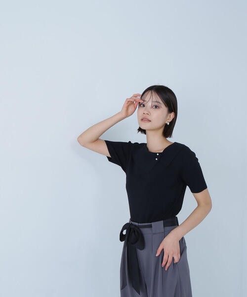 NATURAL BEAUTY BASIC（ナチュラルビューティーベーシック）の「◇アシメカラーパールニット（ニット/セーター・レディース・ブラック/ベージュ/ピンク・FREE）」の19枚目の写真