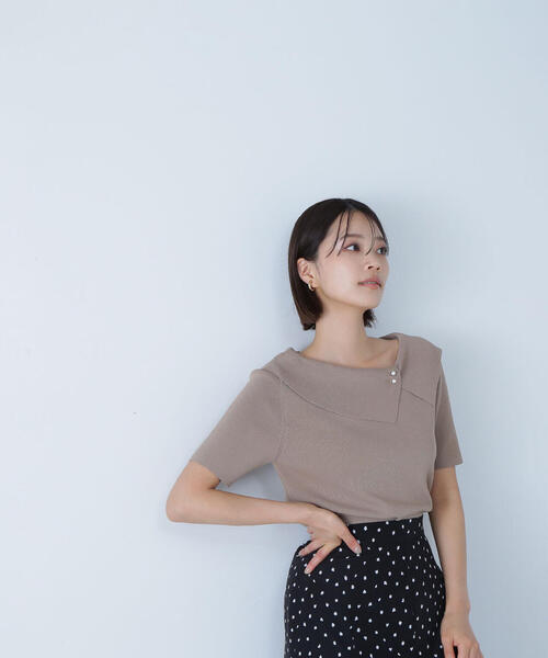 NATURAL BEAUTY BASIC（ナチュラルビューティーベーシック）の「◇アシメカラーパールニット（ニット/セーター・レディース・ブラック/ベージュ/ピンク・FREE）」の22枚目の写真
