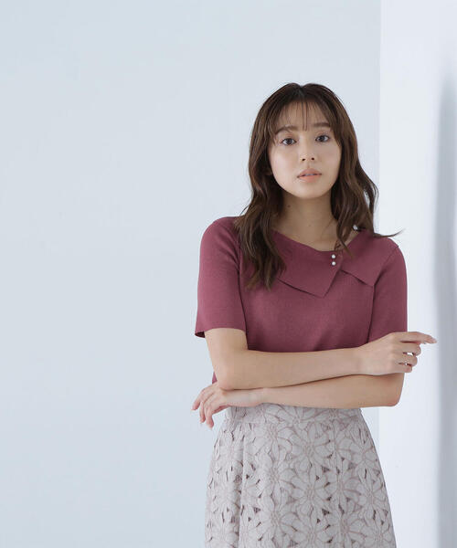NATURAL BEAUTY BASIC（ナチュラルビューティーベーシック）の「◇アシメカラーパールニット（ニット/セーター・レディース・ブラック/ベージュ/ピンク・FREE）」の10枚目の写真