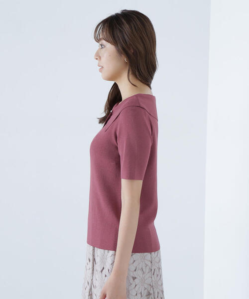 NATURAL BEAUTY BASIC（ナチュラルビューティーベーシック）の「◇アシメカラーパールニット（ニット/セーター・レディース・ブラック/ベージュ/ピンク・FREE）」の4枚目の写真