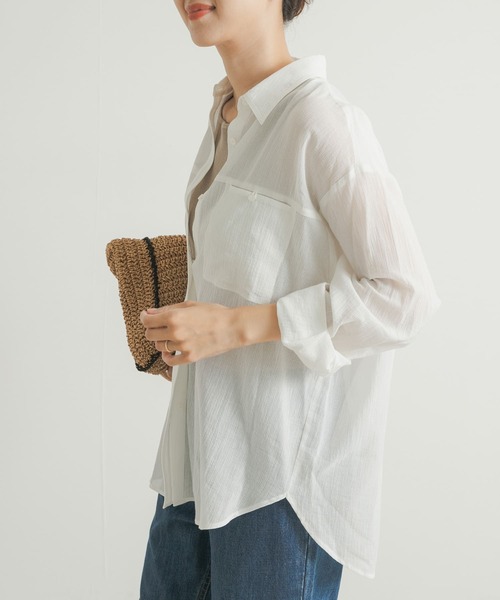 URBAN RESEARCH DOORS（アーバンリサーチドアーズ）の「コットン楊柳ルーズシャツ（シャツ/ブラウス・レディース・オレンジ/ホワイト/ベージュ系その他・MEDIUM）」の5枚目の写真