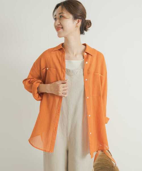 URBAN RESEARCH DOORS（アーバンリサーチドアーズ）の「コットン楊柳ルーズシャツ（シャツ/ブラウス・レディース・オレンジ/ホワイト/ベージュ系その他・MEDIUM）」の13枚目の写真