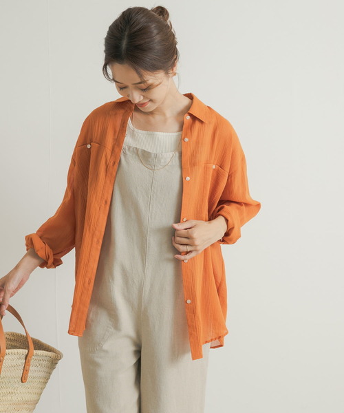 URBAN RESEARCH DOORS（アーバンリサーチドアーズ）の「コットン楊柳ルーズシャツ（シャツ/ブラウス・レディース・オレンジ/ホワイト/ベージュ系その他・MEDIUM）」の14枚目の写真