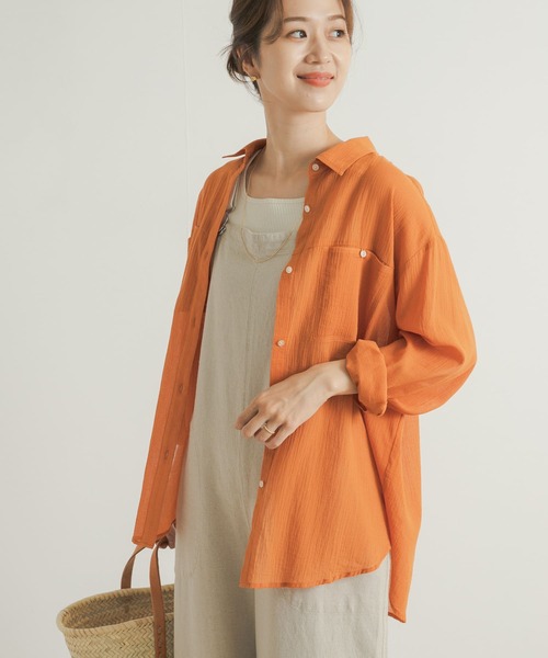 URBAN RESEARCH DOORS（アーバンリサーチドアーズ）の「コットン楊柳ルーズシャツ（シャツ/ブラウス・レディース・オレンジ/ホワイト/ベージュ系その他・MEDIUM）」の15枚目の写真