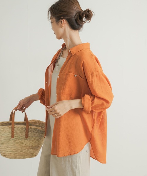URBAN RESEARCH DOORS（アーバンリサーチドアーズ）の「コットン楊柳ルーズシャツ（シャツ/ブラウス・レディース・オレンジ/ホワイト/ベージュ系その他・MEDIUM）」の16枚目の写真