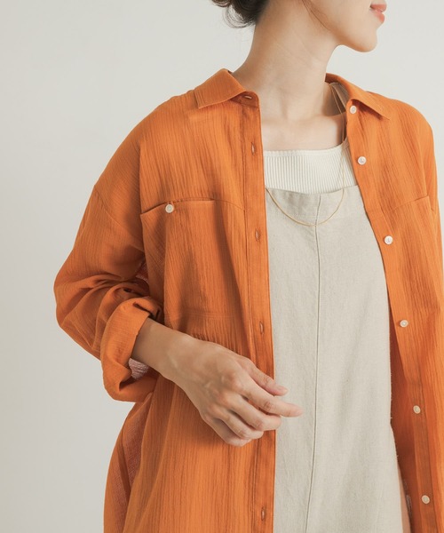URBAN RESEARCH DOORS（アーバンリサーチドアーズ）の「コットン楊柳ルーズシャツ（シャツ/ブラウス・レディース・オレンジ/ホワイト/ベージュ系その他・MEDIUM）」の19枚目の写真
