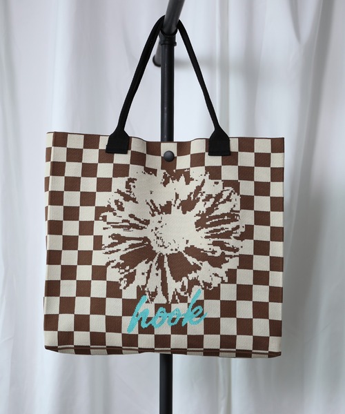 HOOK(フック)の「HOOK -original- ポップマーガレット総柄大容量トートバッグ (LV)(トートバッグ・メンズ・ブラック/グレー/ブルー/イエロー/オレンジ/ミント/ライトブルー/ブラウン/カーキ/レッド・FREE)」の4枚目の写真