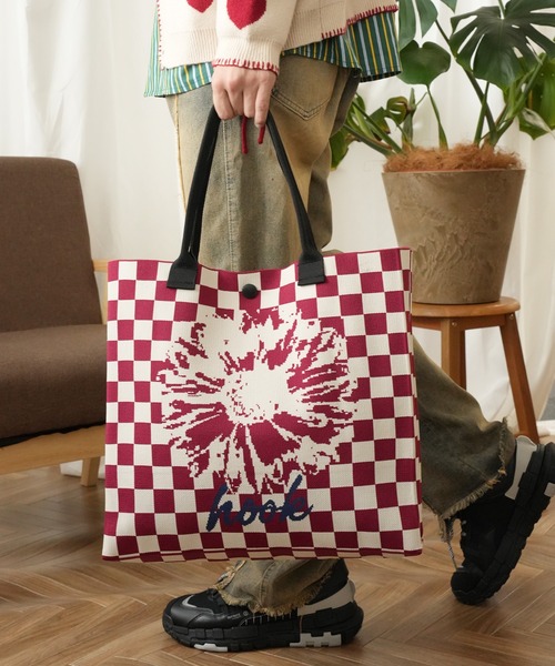 HOOK(フック)の「HOOK -original- ポップマーガレット総柄大容量トートバッグ (LV)(トートバッグ・メンズ・ブラック/グレー/ブルー/イエロー/オレンジ/ミント/ライトブルー/ブラウン/カーキ/レッド・FREE)」の9枚目の写真
