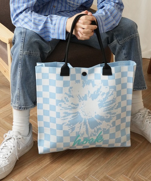 HOOK(フック)の「HOOK -original- ポップマーガレット総柄大容量トートバッグ (LV)(トートバッグ・メンズ・ブラック/グレー/ブルー/イエロー/オレンジ/ミント/ライトブルー/ブラウン/カーキ/レッド・FREE)」の1枚目の写真