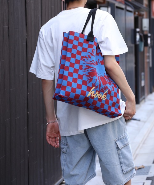 HOOK(フック)の「HOOK -original- ポップマーガレット総柄大容量トートバッグ (LV)(トートバッグ・メンズ・ブラック/グレー/ブルー/イエロー/オレンジ/ミント/ライトブルー/ブラウン/カーキ/レッド・FREE)」の12枚目の写真
