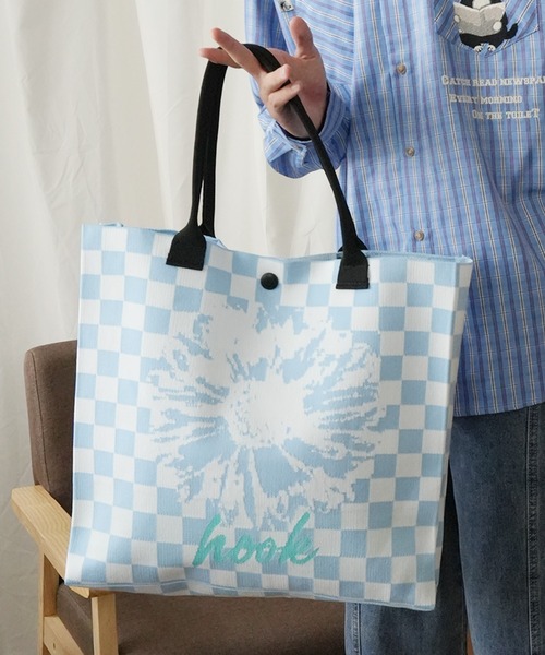 HOOK(フック)の「HOOK -original- ポップマーガレット総柄大容量トートバッグ (LV)(トートバッグ・メンズ・ブラック/グレー/ブルー/イエロー/オレンジ/ミント/ライトブルー/ブラウン/カーキ/レッド・FREE)」の22枚目の写真