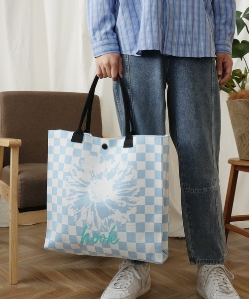 HOOK(フック)の「HOOK -original- ポップマーガレット総柄大容量トートバッグ (LV)(トートバッグ・メンズ・ブラック/グレー/ブルー/イエロー/オレンジ/ミント/ライトブルー/ブラウン/カーキ/レッド・FREE)」の21枚目の写真
