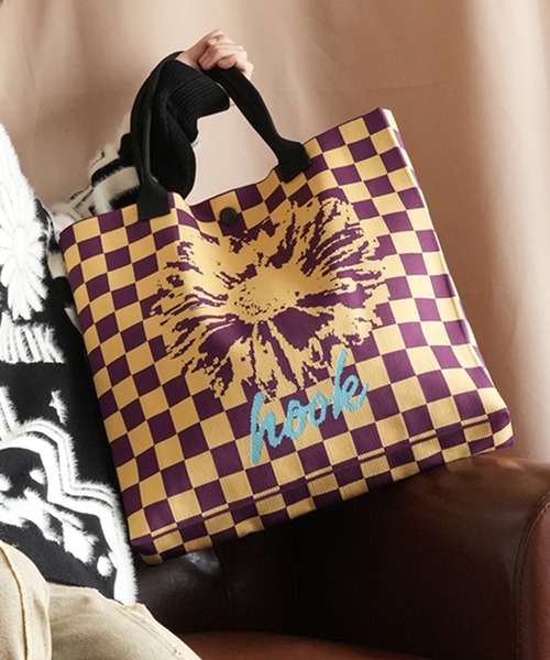HOOK(フック)の「HOOK -original- ポップマーガレット総柄大容量トートバッグ (LV)(トートバッグ・メンズ・ブラック/グレー/ブルー/イエロー/オレンジ/ミント/ライトブルー/ブラウン/カーキ/レッド・FREE)」の16枚目の写真