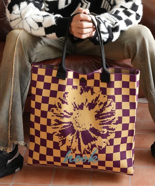 HOOK(フック)の「HOOK -original- ポップマーガレット総柄大容量トートバッグ (LV)(トートバッグ・メンズ・ブラック/グレー/ブルー/イエロー/オレンジ/ミント/ライトブルー/ブラウン/カーキ/レッド・FREE)」の14枚目の写真