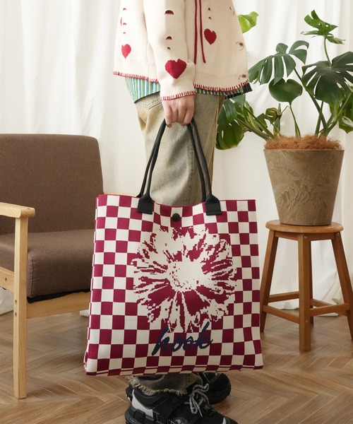 HOOK(フック)の「HOOK -original- ポップマーガレット総柄大容量トートバッグ (LV)(トートバッグ・メンズ・ブラック/グレー/ブルー/イエロー/オレンジ/ミント/ライトブルー/ブラウン/カーキ/レッド・FREE)」の20枚目の写真