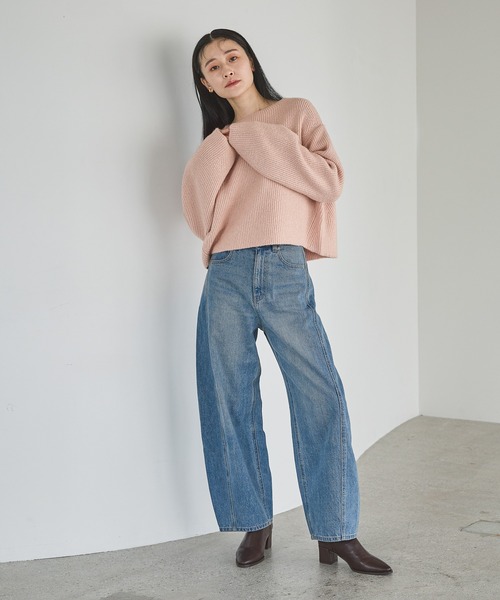 A part by（アパートバイ）の「Apbコクーンデニムパンツ≪追加3≫（デニムパンツ・レディース・ブラック/ライトブルー/ライトベージュ・MEDIUM/SMALL）」の5枚目の写真