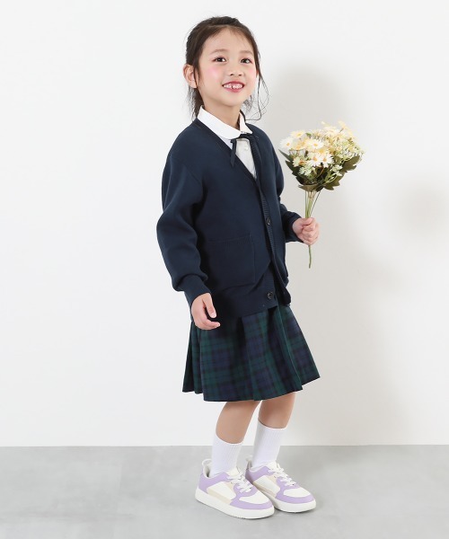 devirock(デビロック)の「綿100% 洗える スクールニット Vネック カーディガン(カーディガン/ボレロ・キッズ・ブラック/ネイビー/ネイビー×ホワイト/ヘザーチャコール・100cm/110cm/120cm/130cm/140cm/150cm/160cm)」の6枚目の写真