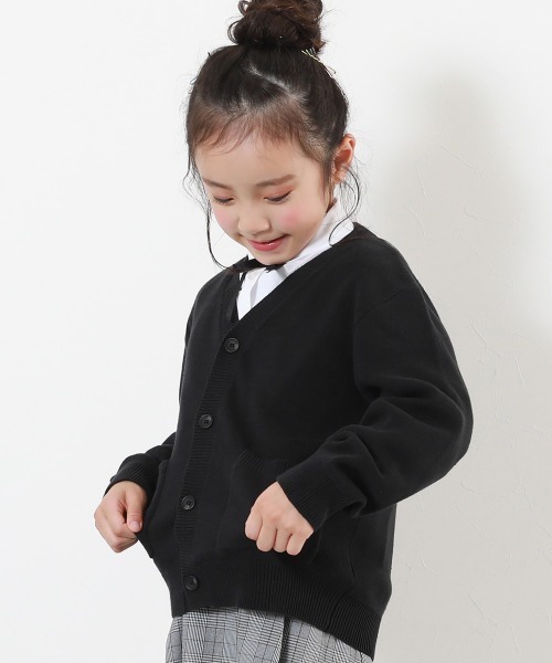 devirock(デビロック)の「綿100% 洗える スクールニット Vネック カーディガン(カーディガン/ボレロ・キッズ・ブラック/ネイビー/ネイビー×ホワイト/ヘザーチャコール・100cm/110cm/120cm/130cm/140cm/150cm/160cm)」の9枚目の写真