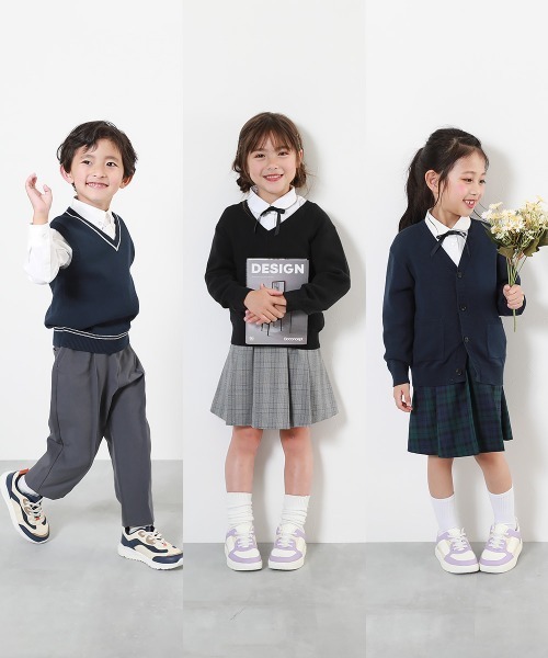 devirock(デビロック)の「綿100% 洗える スクールニット Vネック カーディガン(カーディガン/ボレロ・キッズ・ブラック/ネイビー/ネイビー×ホワイト/ヘザーチャコール・100cm/110cm/120cm/130cm/140cm/150cm/160cm)」の10枚目の写真