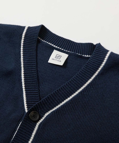 devirock(デビロック)の「綿100% 洗える スクールニット Vネック カーディガン(カーディガン/ボレロ・キッズ・ブラック/ネイビー/ネイビー×ホワイト/ヘザーチャコール・100cm/110cm/120cm/130cm/140cm/150cm/160cm)」の14枚目の写真