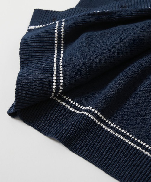 devirock(デビロック)の「綿100% 洗える スクールニット Vネック カーディガン(カーディガン/ボレロ・キッズ・ブラック/ネイビー/ネイビー×ホワイト/ヘザーチャコール・100cm/110cm/120cm/130cm/140cm/150cm/160cm)」の17枚目の写真