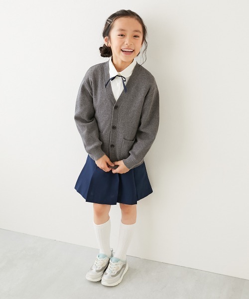 devirock(デビロック)の「綿100% 洗える スクールニット Vネック カーディガン(カーディガン/ボレロ・キッズ・ブラック/ネイビー/ネイビー×ホワイト/ヘザーチャコール・100cm/110cm/120cm/130cm/140cm/150cm/160cm)」の19枚目の写真