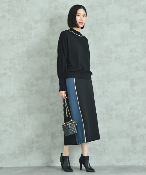 INTERPLANET（インタープラネット）の「パールビジュー付ハイネックニット（ニット/セーター・レディース・ブラック/オフホワイト/グレー/ブルー/イエロー・FREE/LARGE）」の20枚目の写真