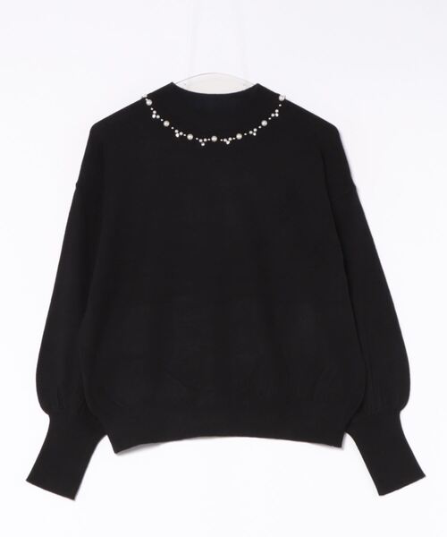 セール】パールビジュー付ハイネックニット（ニット/セーター