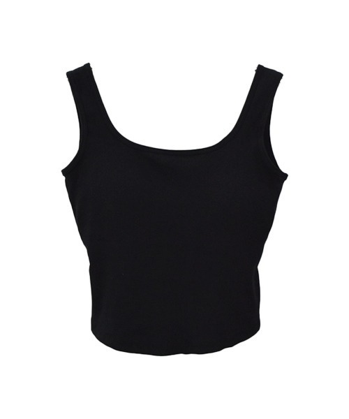 Reurie'（レウリィ）の「カップ付きバッククロスリブタンクトップ／back cross rib tank top ブラトップ ノースリーブ パッド付き ノースリーブ インナー グレー 白 黒 ブラック モノトーン ベーシック シンプル（タンクトップ・レディース・ホワイト/グレー/ブラック・FREE）」の10枚目の写真