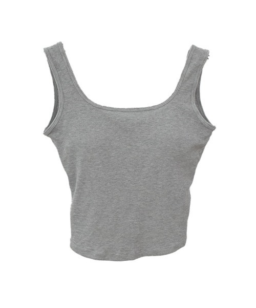 Reurie'（レウリィ）の「カップ付きバッククロスリブタンクトップ／back cross rib tank top ブラトップ ノースリーブ パッド付き ノースリーブ インナー グレー 白 黒 ブラック モノトーン ベーシック シンプル（タンクトップ・レディース・ホワイト/グレー/ブラック・FREE）」の11枚目の写真